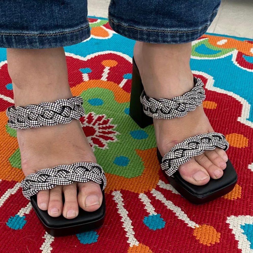 Open Square Toe Block Platform Heels - image 5